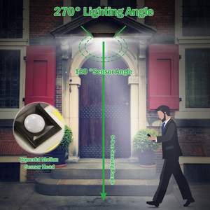 Lámpara Solar de Pared de 180 LED para Exteriores, IP65 Impermeable, Sensor de Movimiento de 120 Grados, Iluminación de 270 Grados, para Jardines - Product Image 3