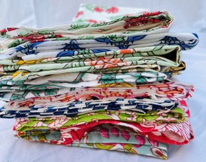 Handmade Block Print 100% Cotton High Soft Square Napkin-Easter Floral Customizable Classic Style All-Season Dinner <b>Table</b> Napkin - Product Image 3