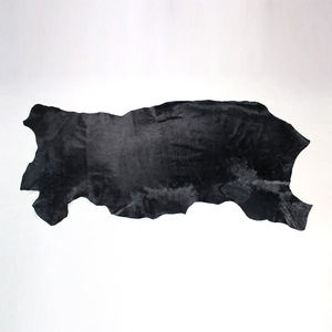 Pakistani Manufacture Wholesale Real Solid Black Leather Cowhide Skin with Hair on - Product Image 1