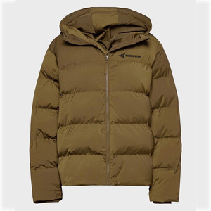 Daizen Star Men's Eco-friendly Fleece Hooded Puffer Jacket Windproof Casual Winter Wear Solid Color Zipper Closure 100% - Product Image 1