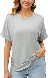 Camisetas de Manga Corta para Mujer, Corte Holgado, Estilo Casual de Verano, Cuello Redondo, con Logotipo Personalizado Impreso en Lona Gris y Bordado - Product Image 3