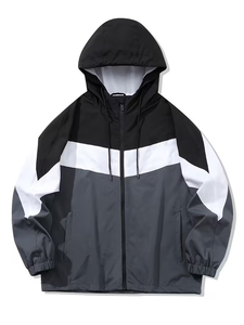 Men's Color Block Hooded Windproof Fleece Puffer Jacket Pullover Sporty Outerwear Winter Polyester/Cotton Long Sleeve Casual - Product Image 2