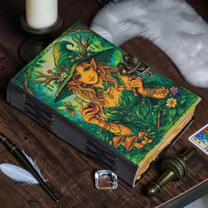 Personalized Gothic Printed Leather Journal, Raven Girl Artwork Notebook Handmade Floral <b>Diary</b> Deckle Edge Paper, Christmas Gift - Product Image 3