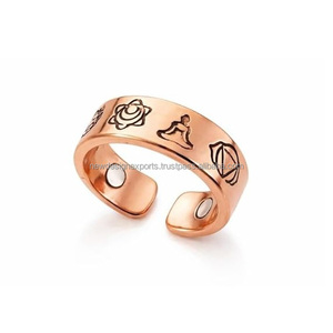 Anillo de Cobre Puro Premium para Chakras • Banda de Yoga y Meditación de Lujo Grabada para Sanación - Product Image 1