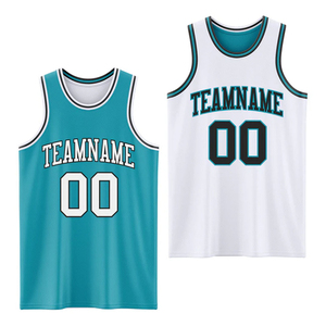 Conjunto de Camisetas de Baloncesto al Por Mayor a Precio Económico, Nombre del Equipo 00, Impresión Sublimada, Unisex, Adulto, Secado Rápido, Poliéster, Camiseta sin Mangas, Blanco y Verde Azulado - Product Image 1
