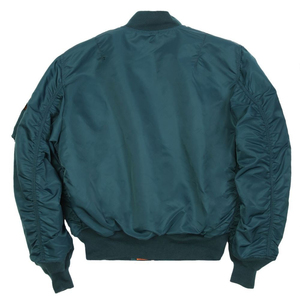Men's Dark Green Bomber Jacket Zipper Closure Stand Collar Casual Windproof Polyester Nylon Shell Regular Fit Autumn Wear - Product Image 2