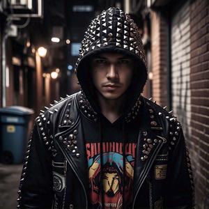 เสื้อมีฮู้ดของผู้ชายแบบมีซิปรูดซิปมีฮู้ดของผู้ชายโอเวอร์ไซส์ซักได้3D โฟมพิมพ์ลายพลอยเทียมสำหรับผู้ชาย - Product Image 2