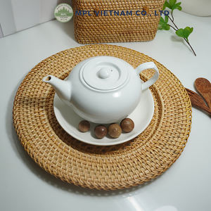 Assiettes de présentation en rotin naturel écologiques, vaisselle en osier faite à la main, 32 cm de diamètre, personnalisable, moderne, pour la maison et l'hôtel - Product Image 1