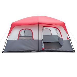 Tenda 430*430*210cm in Tessuto Poliestere Rosso e Bianco con Pali in Fibra di Vetro, Capacità 14 Persone per Campeggio all'Aperto - Product Image 3