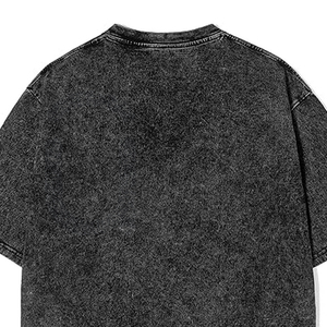 T-shirt en jean noir pour homme, manches courtes, col rond, coupe oversize, décontracté, couleur unie, coton délavé, design épuré - Product Image 5
