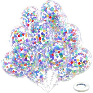 Palloncini in Lattice Multicolore Arcobaleno da 12 Pollici con Coriandoli, Confezione da 60, per Compleanni, Addii al Nubilato, Matrimoni - Product Image 2