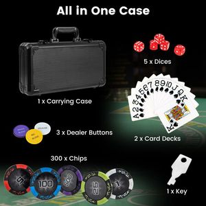 300 pezzo Claytec Texas Holdem Set di Chip da Poker 14 grammo di peso compreso il vassoio - Product Image 6
