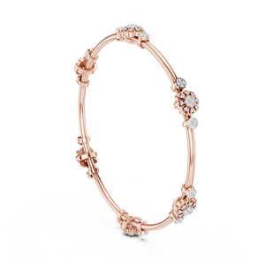 FLORAL LAB GROWN DIAMOND STIFF <b>KADA</b> BRACELET SET 18KT ROSE GOLD RHOID PLATED WEDDING ENGAGEMENT GLAM DAILY USE WOMEN - Product Image 1