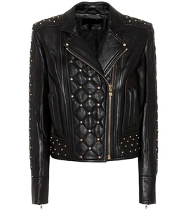 Veste de moto en cuir d'agneau véritable imperméable pour femmes, automne-hiver, avec doublure en fourrure - Product Image 1
