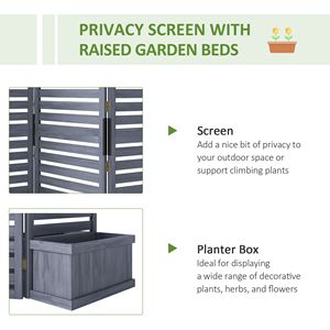 Schermo per la privacy in legno a 4 pannelli con 3 aiuole rialzate e 4 fioriere, fori di drenaggio inclusi, vasi e fioriere - Product Image 4