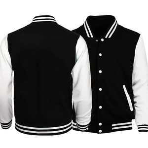 <b>Men's</b> Navy Blue Varsity <b>Jacket</b> With Gray Sleeve And White Buttons Casual Autumn Wear - Product Image 2