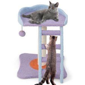 Albero per Gatti Multifunzionale e Tiragraffi con Scala, Design in Peluche per un Comodo Gioco - Product Image 1