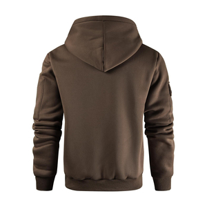 Sweat-shirt à capuche marron pour homme, coupe classique, en polaire, décontracté, pour l'automne, avec poche zippée - Product Image 2