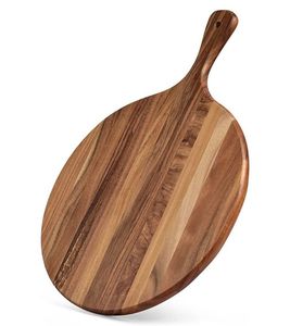 Planche à découper ronde en bois massif avec poignée pour couteau, épaisseur 1,5 cm, écologique - Product Image 5