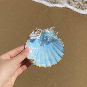 ถาดเปลือกหอยประดับตกแต่ง จานเปลือกหอยธรรมชาติ งานฝีมือทำมือ ถาดใส่เครื่องประดับ สไตล์ชายทะเล ของตกแต่งบ้าน - Product Image 2