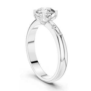 Anillo de compromiso de diamantes de talla redonda de cuatro puntas para mujer, banda clásica con diamantes laterales, venta al por mayor para regalo y fiesta - Product Image 4