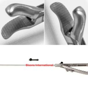 BISONS Portaagujas Laparoscópico al por Mayor 5x330mm Tipo V con Mandíbula Curva TC Instrumento Quirúrgico - Product Image 1