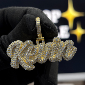 Colgante Personalizado con Nombre en Estilo Burbuja, Plata de Ley 925, Moissanita VVS, Chapado en Oro Amarillo, Joyería Hip Hop Personalizada - Product Image 1