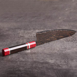 Couteau Santoku de luxe en acier Damas cuivré avec manche en bois équilibré pour la préparation et la découpe des aliments en cuisine professionnelle - Product Image 5