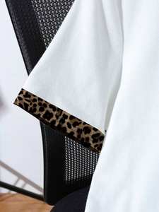 T-shirt surdimensionné pour femme personnalisé par sublimation, patchwork léopard, streetwear, coton, mode décontractée, vente en gros OEM - Product Image 4