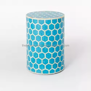 Mesa decorativa con incrustaciones de hueso hechas a mano, mesa redonda de diseño rayado con color personalizado de alta calidad de ARTISAN CRAFT - Product Image 2