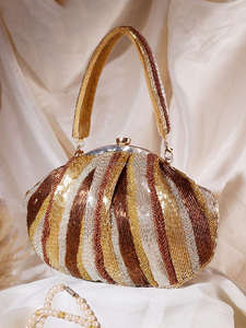 Sac Potli Classique Indien Traditionnel en Daim Souple avec Pompon et Broderie Miroir pour Femme – Sac à Main de Soirée, Pochette de Mariage, Sac Décontracté - Product Image 2