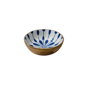 Tazón de Madera para Servir al por Mayor, Estilo Moderno Azul y Blanco, Interior Esmaltado, Ecológico, de Madera de Mango, para Frutas y Ensaladas - Product Image 1