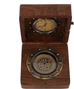 Brújula de Sol de Latón Hecha a Mano con Caja de Madera de Palisandro, Decoración Marítima y Náutica Vintage Auténtica, Regalo Coleccionable para Él o Ella - Product Image 2