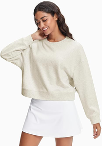 Sudadera de Mujer con Cuello Redondo Gris Personalizada de Primera Calidad, con Lazo y Mangas Largas, Sudadera y Hoodie Deportivo para Mujer - Product Image 4