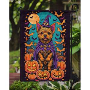 Norwich Terrier Witchy ธงสวนฮาโลวีนกล่องจดหมายหลากสีแบนเนอร์ตกแต่งลานสำหรับชานบ้านงานศิลปะสำหรับเตียงดอกไม้ใดๆ - Product Image 3