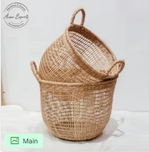 Handwoven Natural Fiber <b>Storage</b> <b>Basket</b> Durable Round Organizer Stylish Eco Friendly Design <b>for</b> Kitchen <b>Bathroom</b> Shelves and Home - Product Image 5