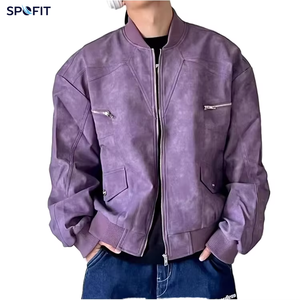 Chaqueta de Cuero PU Suave y Resistente para Hombre, Estilo Casual, Color Morado, Diseño con Cierre, Fabricación Personalizada - Product Image 1