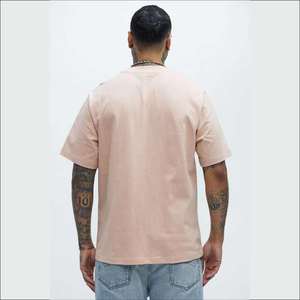 เสื้อยืดโอเวอร์ไซส์ผู้ชายแบบเรียบ 100% ผ้าฝ้ายเนื้อหนา สตรีทแวร์ ระบายอากาศได้ดี สไตล์ลำลอง รับผลิตแบบ OEM - Product Image 3