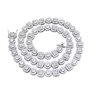 Fashion Emerald Cut Moissanite Tennis <b>Necklace</b> Luxury Sparkling Chain Jewelry for Men Women Wedding Party Gift - Product Image 6