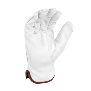 Gants de travail en cuir blanc souple, en cuir de vachette pleine fleur, gants de sécurité avec poignet élastique et manchette courte, OEM, marque privée, vente en gros - Product Image 2