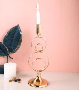 Golden <b>Brass</b> <b>Candlestick</b> Holder Circular Design Home Decoration Durable Metal Table Top Decor - Product Image 4