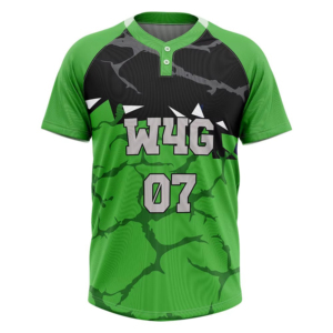 Baseball Jersey Green Camouflage Print Moisture Wicking 100% <b>Polyester</b> Men's Short Sleeve Regular Fit - Product Image 2