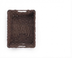 Handwoven Eco-Friendly Water Hyacinth XL Storage <b>Basket</b> <b>Rectangular</b> Wicker Organizer with Handle for Kitchen Bathroom Cabinets - Product Image 3