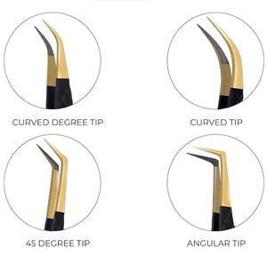 Pince à cils KHADMI IMPEX - Pointe en fibre antistatique, pointe acérée en titane - Pointes droites/courbées/volume pour extensions de cils - Product Image 2