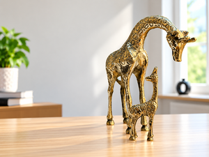Handcrafted Brass Giraffe <b>Family</b> Sculpture Decorative Metal Animal Figurines Parent and Baby Giraffe Home Tabletop <b>Ornament</b> - Product Image 2