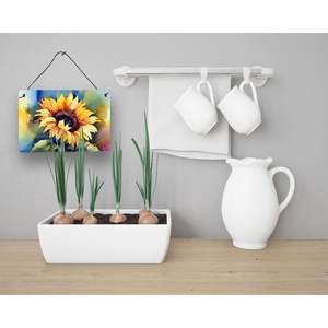 Multicolor NEW 8HX12W Sunflowers Watercolor Wall Art Prints Aluminum Metal Door Hanging <b>Sign</b> for Kitchen <b>Bar</b> Bathroom Home Decor - Product Image 3