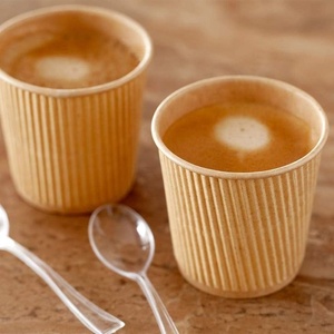 Hot Selling Specialty <b>Paper</b> Ripple <b>Wall</b> 8 OZ Coffee Cups for Espresso Tea Coffee Milk Beverages Food Grade Microwave Safe - Product Image 1