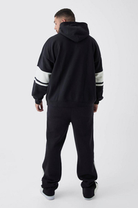 2026 Custom Logo Oversized Striped Hoodie Plus Size 100% Cotton Hoodies French Terry 500GSM Thick Lined Pullover Solid - Product Image 2