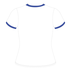 T-shirt à manches courtes blanc uni pour homme avec bordure contrastée bleue Coupe classique Décontracté Col rond Coton tricoté Séchage rapide et respirant - Product Image 2