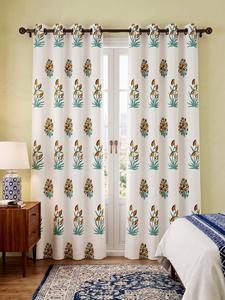 Classic hand block printed premium cotton <b>curtains</b> <b>for</b> <b>living</b> <b>room</b> bedroom window decor traditional floral design home style now - Product Image 5